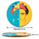 Onderzetter - Frida Kahlo - Turquoise en geel