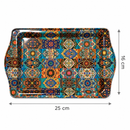 Metalen dienblad – Oosters tegelpatroon turquoise - 16 x 25 cm
