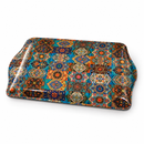Metalen dienblad – Oosters tegelpatroon turquoise - 16 x 25 cm
