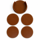 Leren Onderzetters - met houder - 4 stuks