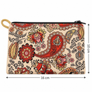 Oosterse portemonnee met rits – Paisley Crème &amp; Rood – 16 × 10 cm