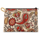 Oosterse portemonnee met rits – Paisley Crème &amp; Rood – 16 × 10 cm