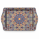 Metalen dienblad – Sierlijke mandala blauw & rood - 16 x 25 cm