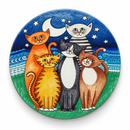 Onderzetter – Vijf katten bij maanlicht