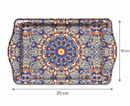 Metalen dienblad – Sierlijke mandala blauw & rood - 16 x 25 cm