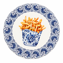 Onderzetter Friet met Delfts blauwe sierrand