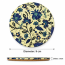 Onderzetter – Sierlijke bloemen blauw & crème