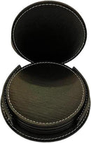 Leren Onderzetters - Onderzetters voor glazen - Tafelaccessoires - Onderzetters met houder - 4 stuks - Zwart