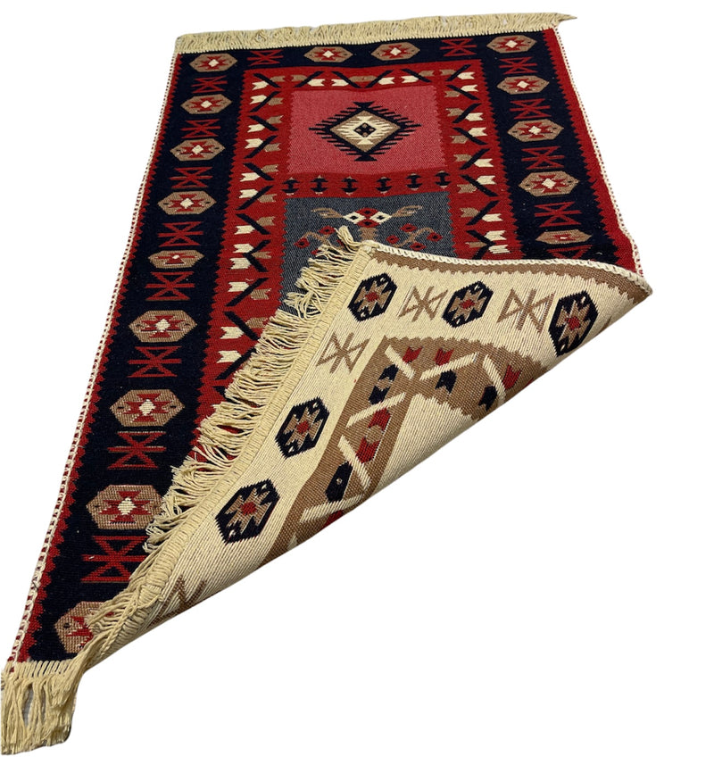Kelim Vloerkleed Konya - Kelim kleed - Kelim tapijt - Oosterse Vloerkleed - 60x90 cm - Loper - Bankkleed