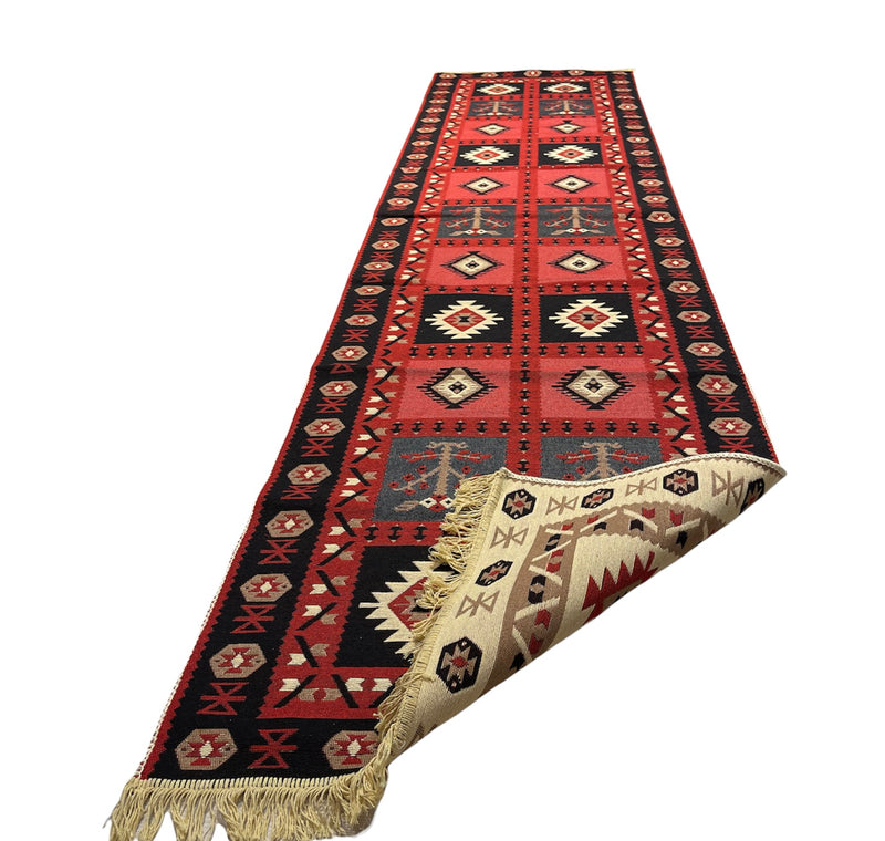 Kelim Vloerkleed Konya - Kelim Kleed - Kelim tapijt - 80x300 cm - Loper - Turkish Kelim - Oosterse vloerkleed
