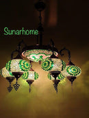 Mozaïek Kroonluchter  met 6 bollen en een plafonnière