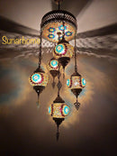 Mozaïek Plafonnière Hanglamp set 5 bollen