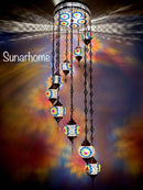 Mozaïek Plafonnière Hanglamp set 9 bollen